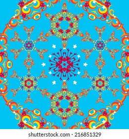 Psychedelic jungle floral seamless pattern vector illustration