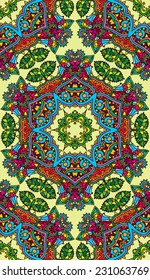 Psychedelic jungle forest floral colorful seamless pattern vector illustration
