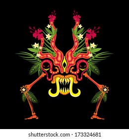 Psychedelic jungle monster ornament vector illustration