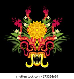 Psychedelic jungle monster ornament vector illustration