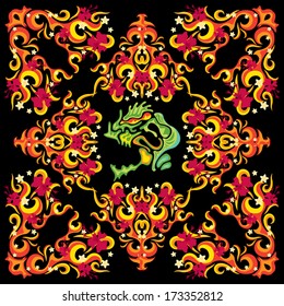 Psychedelic jungle monster ornament vector illustration