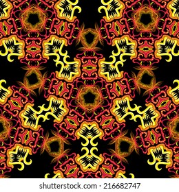 Psychedelic jungle monster seamless pattern vector illustration