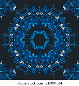 Psychedelic jungle monster skull seamless pattern vector illustration