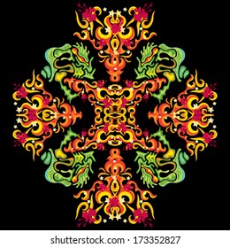 Psychedelic jungle ornament vector illustration