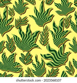 Psychedelic Jungle Tropical Plants Seamless Ornament