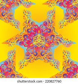 Psychedelic kaleidoscopic seamless pattern vector illustration