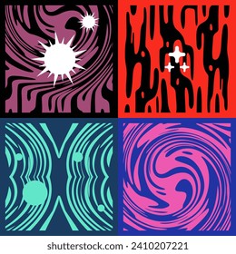 Psychedelic layout abstract element poster illution texture collection editable