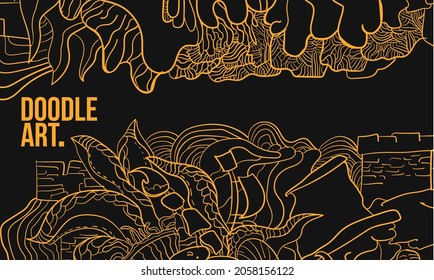 Arte de línea psicodélica vectorial mano dibujó doodle de fondo de ilustración de arte callejero para el vector de afiches y banner EPS 10