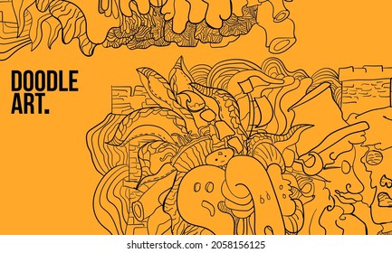 Arte de línea psicodélica vectorial mano dibujó doodle de fondo de ilustración de arte callejero para el vector de afiches y banner EPS 10