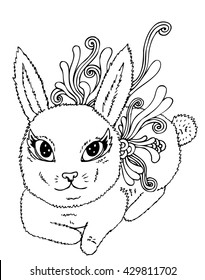 psychedelic linear illustration bunny