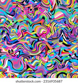 Psychedelic lines vector seamless pattern