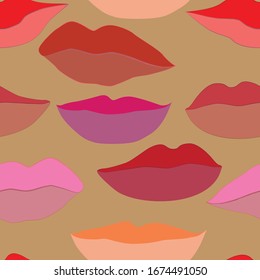 psychedelic lips vector seamless pattern for decoration, packaging, fabrics