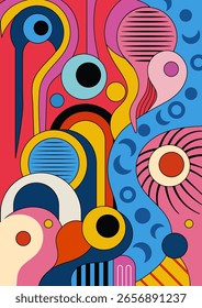 Psychedelic liquid abstraction. Scandinavian style of painting with geometric elements of texture. EPS-10.