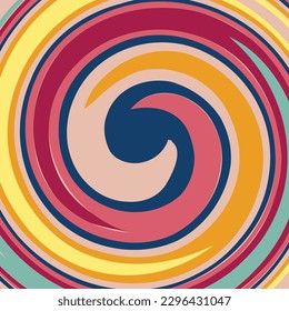 Psychedelische flüssige Süßigkeiten, spiralförmige Illusion Hintergrund. Große Vektorgrafik. Retro 1960er Jahre, trendige minimale Banner-Plakatvorlage