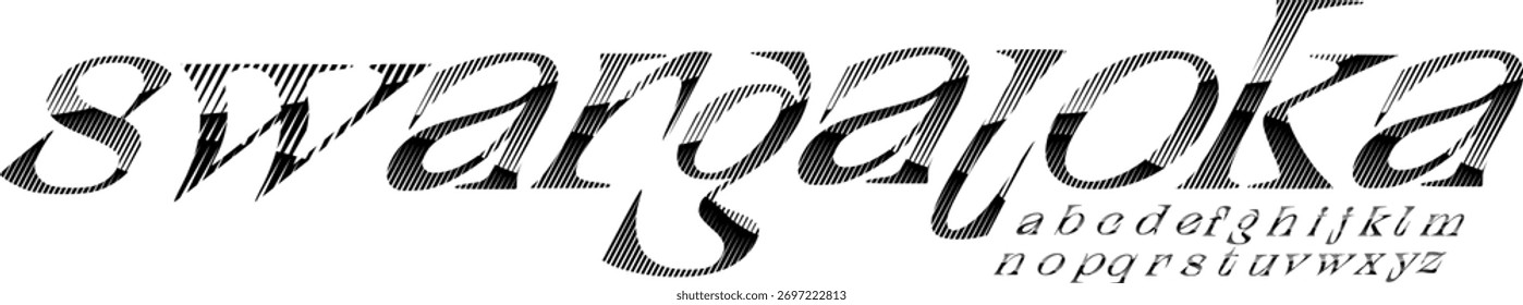 Fuente líquida psicodélica: tipografía Abstractas del alfabeto para póster retro y diseño creativo