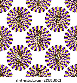 Psychedelic Magic Mushrooms Optical illusion Pattern. Vector illustration. Rounded color, Decorative mushrooms, hippie, hallucination, psilocybin. 60s, 70s
