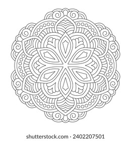 Psychedelic mandala coloring book page vector file