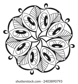  Psychedelic mandala colouring book page for KDP book interior