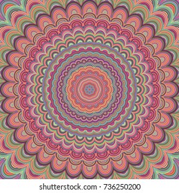 Psychedelic mandala ornament background - circular symmetrical vector pattern design from concentric oval shapes