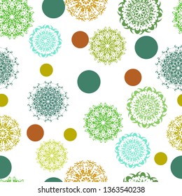 Psychedelic mandala vector seamless colorful pattern 