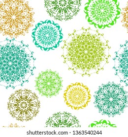 Psychedelic mandala vector seamless colorful pattern 