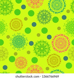 Psychedelic mandala vector seamless colorful pattern 