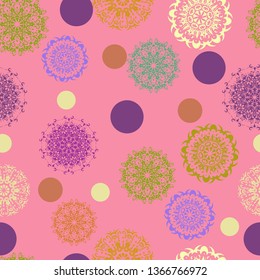 Psychedelic mandala vector seamless colorful pattern 