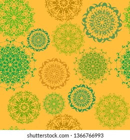Psychedelic mandala vector seamless colorful pattern 