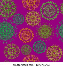 Psychedelic mandala vector seamless colorful pattern 