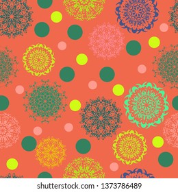 Psychedelic mandala vector seamless colorful pattern 