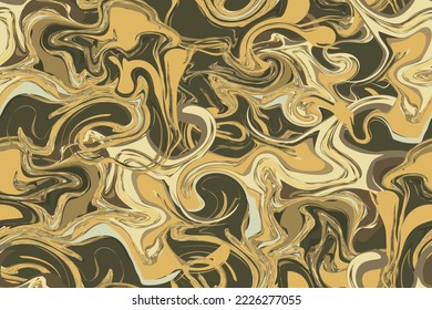 Psychedelic marbled seamless pattern. Dynamic swirls and waves vector background. Luxury ornamental fantasy marble backdrop. Modern endless marbling texture. Beautiful trendy ornate abstract design.