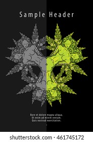 Psychedelic Marijuana Cannabis Flyer Poster Art Template Vector Illustration