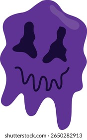 Psychedelic Melting Emoji Illustration. Flat Cartoon Vector
