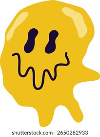 Psychedelic Melting Emoji Illustration. Flat Cartoon Vector