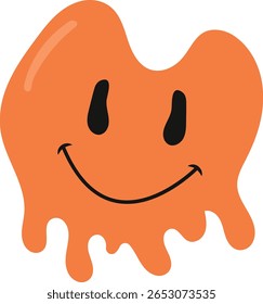 Psychedelic Melting Emoticon. Vector Illustration in Flat Cartoon Concept