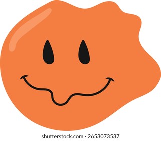 Psicodélico derretimento Emoticon. Ilustração vetorial no conceito de desenho animado plano