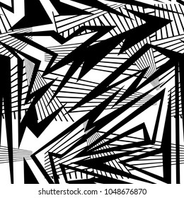 Psychedelic monochrome geometric seamless pattern