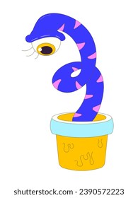Psychedelic monster. Modern vector illustration in retro and cardboard style. Print character EPS10