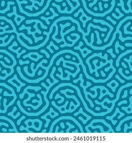 Psychedelic Motif Soothing Blue Seamless Pattern Vector Abstract Background. Modern Textile Design Repetitive Bizarre Acid Trip Graphical Abstraction. Liquid Intricate Wavy Structure Endless Ornament