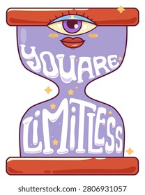 psychedelic motivation design with text you are limitless for printable wall art and sticker