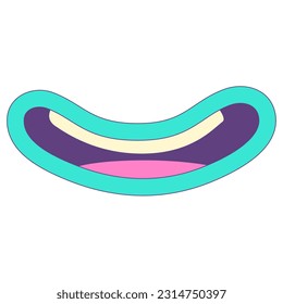 Psychedelic Mouth with Teeth smile. Cartoon Mouth for funny character. Cartoon Vector illustration