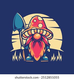 Psychedelic Mushroom character mascot illustration