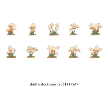 Psychedelic Mushroom Illustration Element Set