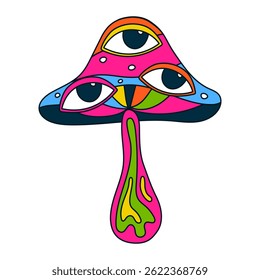 Psychedelic mushroom with surreal eyes. Trippy fantasy design, perfect for prints and posters
