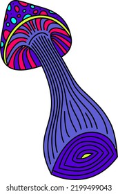 Psychedelic Mushroom Vector Drawing Color Shroom
