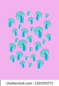 Psychedelic Mushrooms hand drawn background. Vector illustration.