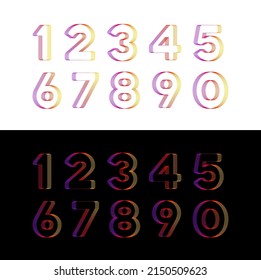 Psychedelic Neon numbers font collection