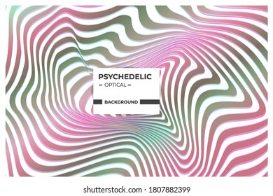 Psychedelic optical art, Abstract background in black and white with wavy lines pattern Premium Vector
