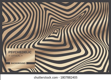 Psychedelic optical art, Abstract background in black and white with wavy lines pattern Premium Vector
