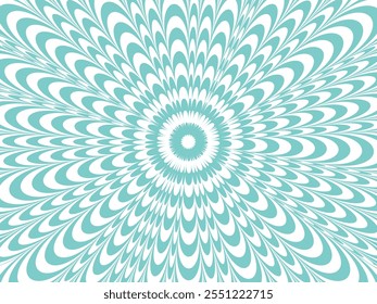 Psychedelic optical illusion with circular line patterns and vibrant sun rays, crafted as a vector illustration to captivate with a surreal and mesmerizing design, blending geometry and light.